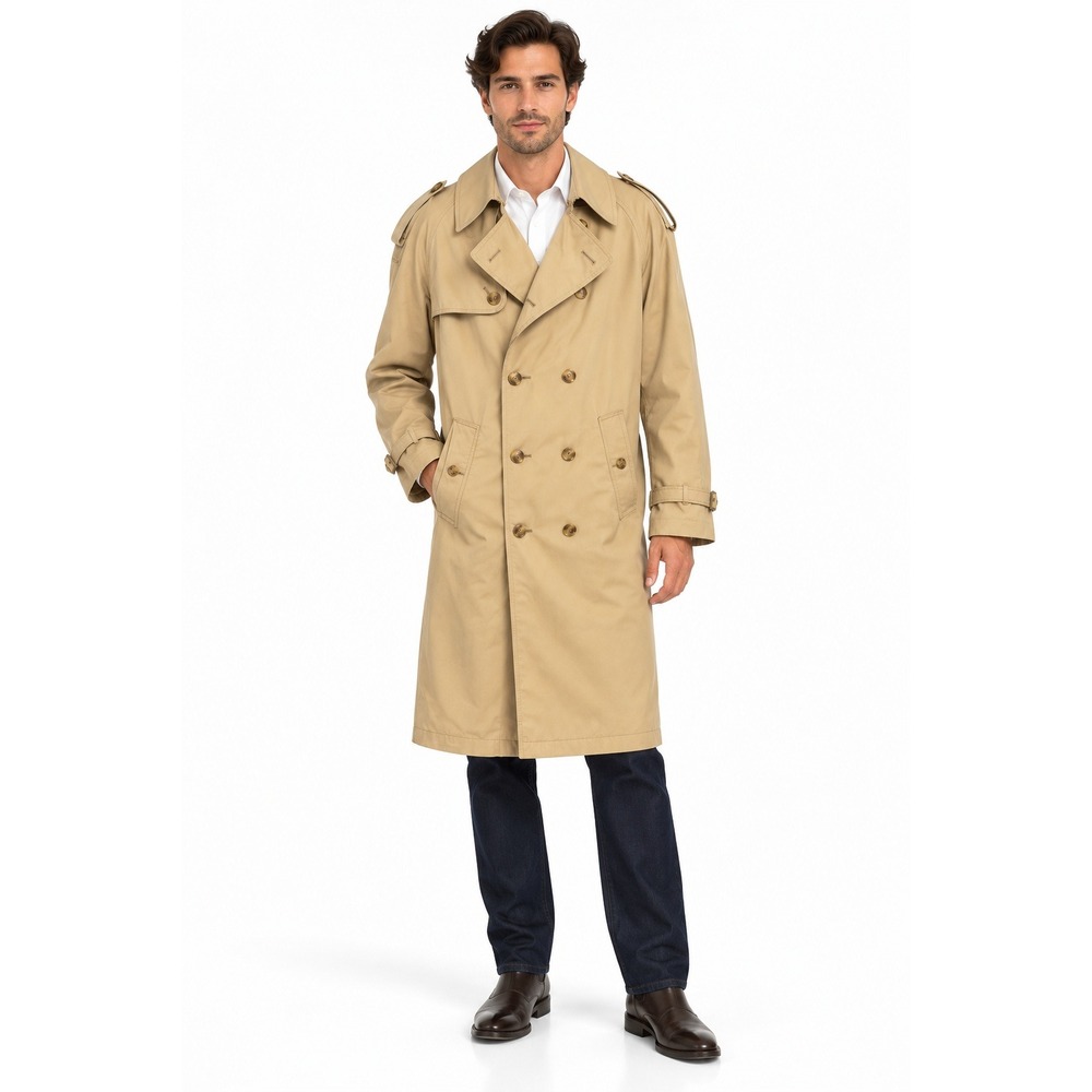 Unbranded Nova Check Double Breasted Collared Long Sleeve Trench Coat Size 43